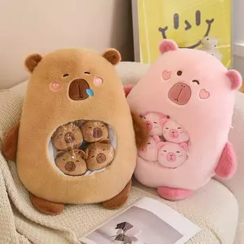 Мягкая игрушка Capybara Snack, симпатичная плюшевая подушка Capybara Snack, подарок для друзей, подарок на день рождения, рождественский подарок 0-10cm розовый