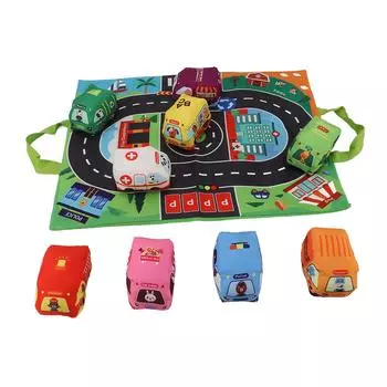 Мягкая игрушка для малышей с игровым ковриком, яркая цветная звуковая бумага, многофункциональный набор игрушек для малышей из ткани
