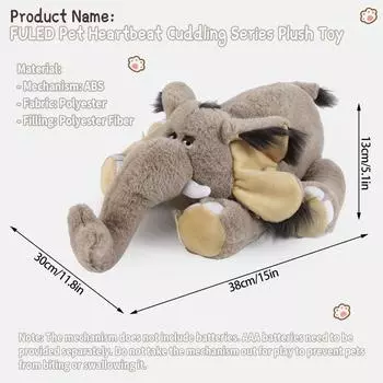 Мягкая игрушка для собак «Щенок мамонта» с сердцебиением. Средство для снятия стресса и успокоения домашних животных, игрушка-сердцебиение для собак