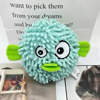 Мягкая игрушка для собак, жующая пищащая игрушка для чистки зубов, маленькая, крупная порода, рыба-иглу