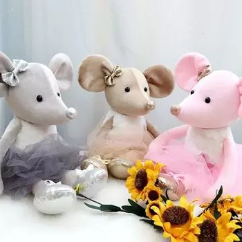 Мягкая игрушка для животных, куклы-мышки, спящая мягкая игрушка, балетная мышь, плюшевые подарки на день рождения Grey 21cm