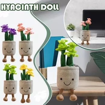 Мягкая игрушка «Гиацинт», 13,7-дюймовая мягкая игрушка-подушка для украшения горшка, мягкая плюшевая подушка «Суккулентный друг», разноцветная One Size зелёный