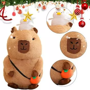 Мягкая игрушка «Капибара» для животных, кавайная плюшевая милая кукла, 20 см, плюшевая игрушка «Капибара», имитация «Капибара» с фруктами, детские игрушки Lying down squeaking