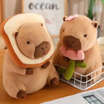 Мягкая игрушка капибара гамбург пушистая милая мультяшная плюшевая кукла кавайная капибара плюшевая имитация животных мягкая кукла детский подарок