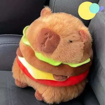 Мягкая игрушка Капибара-гамбургер: Лучший подарок для детей - плюшевая игрушка капибара, плюшевая игрушка гамбургер, игрушка и игра, пушистые друзья