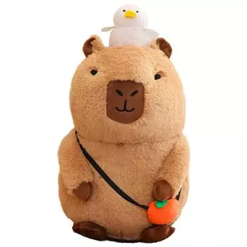 Мягкая игрушка капибара, имитация капибары с фруктами, пушистая кукла, мягкие игрушки, подвеска в виде пузыря, забавный подарок на Рождество Lying down squeaking