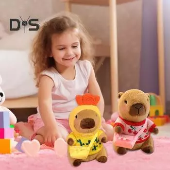 Мягкая игрушка капибара с аксессуарами для одежды 9,84 дюйма, набор для самостоятельного изготовления милых мягких игрушек для девочек и мальчиков, обнимающаяся плюшевая капибара K