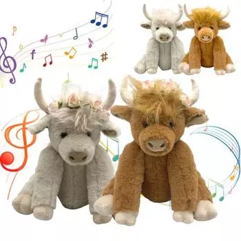 Мягкая игрушка корова Хайленд Реалистичная форма Поднимает настроение Снятие стресса Реалистичная Хайленд A белый