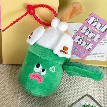 Мягкая игрушка-кошка, брелок, длинный хвост, плюшевая подвеска, плюшевая кукла, брелок, плюшевый подарок жёлтый