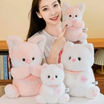 Мягкая игрушка-кошка с пушистыми ушками, бант, мягкие игрушки, плюшевые игрушки, плюшевые игрушки для кошек, куклы, детские игрушки 21cm розовый