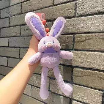 Мягкая игрушка кролик, интерактивная подвеска-кролик, забавный брелок в виде кролика с выдвижными ушками и ножками, мягкая игрушка для пасхальных подарков белый