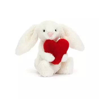 Мягкая игрушка кролик Jellycat Bunny, подарочная игрушка для ребенка 0 лет, кролик 18 см x красный (Белое Сердце) [Элемент]