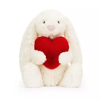 Мягкая игрушка кролик Jellycat Bunny, подарочная игрушка для ребенка 0 лет, кролик 31 см x красный (Белое Сердце) [Элемент]