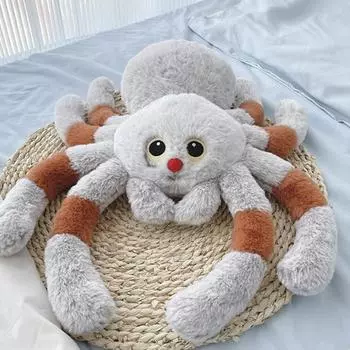 Мягкая игрушка-кукла паук 30/50 см, мягкий серый плюшевый паук с большими глазами и красным носом, мягкая подушка с наполнителем из полипропиленового хлопка, подарок на Хэллоуин, Рождество S