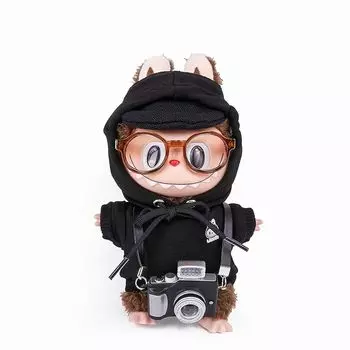 Мягкая игрушка лабубу, милый рождественский костюм, милый [оригинальный костюм ручной работы] 17 см, черный. Сама мягкая игрушка не