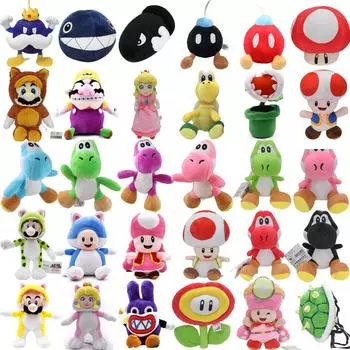 Мягкая игрушка Mario Bros Yoshi Toad Bullet Bill Bob-omb Poison Piranha Plant Toadette Princess Peach Mushroom Stuffed Dolls Soft Toy 11cm-30cm