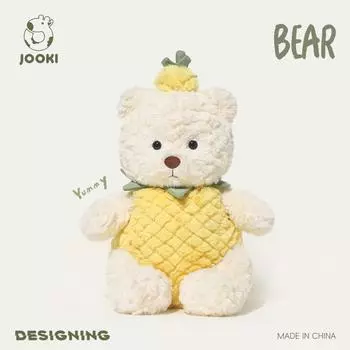 Мягкая игрушка «Медведь-ананас» — ультрамягкая мягкая игрушка, подушка для сна и подарок на день рождения для детей 35CM