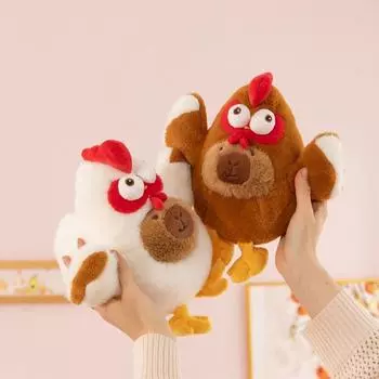 Мягкая игрушка-мешок в виде пушистой курицы-капибары, мягкая кукла-капибара, подарок друзьям 30cm коричневый