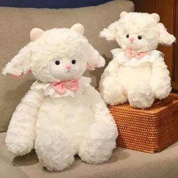 Мягкая игрушка милая маленькая кукла-овечка спящая с подушкой для девочек и детей подарочная кукла 45cm