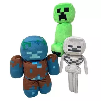 Мягкая игрушка Minecraft Creeper Skeleton Drowned 22 см. Официальные товары. Прибл.