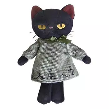 Мягкая игрушка Minu в платье зеленая кошка высота 19 см (S) зелёный