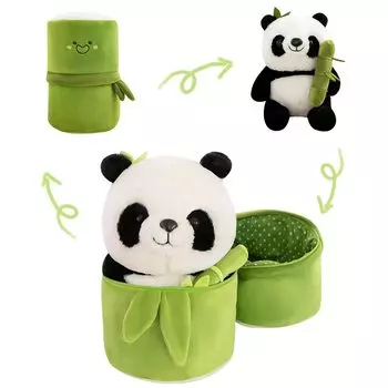 Мягкая игрушка панда, тело панды, милая мягкая игрушка, бамбуковая трубка, панда, держащая в руках комбинацию бамбуковой трубки и панды, которая может играть в прятки и ручная работа, мягкая игрушка
