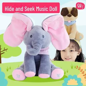 Мягкая игрушка «Пикабу-слон» для раннего развития 30cm (Scarf Color Random) English Version