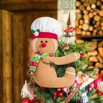 Мягкая игрушка пряничный человечек, держатель для бутылки вина, обниматель пряничного человечка, украшения для рождественской елки, плюшевый обниматель пряничного человечка для рождественской елки жёлтый