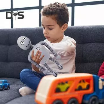 Мягкая игрушка-робот 14 дюймов, мягкая хлопковая плюшевая кукла с регулируемыми руками и ногами, подвижный плюшевый робот, подарок для детей-фанатов серый