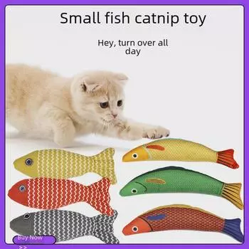 Мягкая игрушка-рыбка для кошек с ароматом мяты - имитация льняной ткани, чтобы развеять скуку Standard