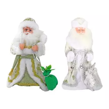 Мягкая игрушка Санта Рождественская анимированная электрическая игрушка Санта 40 см Зимний декор Настольный белый