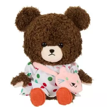 Мягкая игрушка Sekiguchi Bear School Mokomoko Jackie с котом 622696 H21 x W14 x D12 см Размер