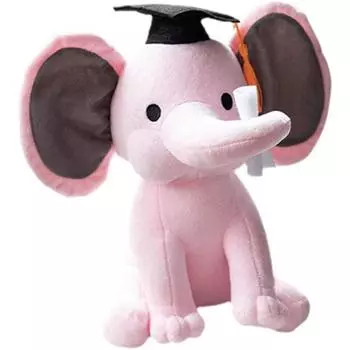 Мягкая игрушка слон на выпускной, плюшевая кукла-животное с докторской шляпой и дипломом для выпускного вечера в колледже 2024 года, 25 см, розовый серый