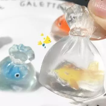 Мягкая игрушка, сумка с золотой рыбкой, моти, мягкая резиновая игрушка, милая золотая рыбка, зажимающая медленный отскок, декомпрессионная вентиляционная игрушка, подарок для снятия стресса синий