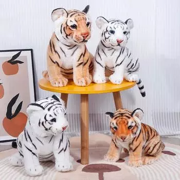 Мягкая игрушка тигр - большая, милая подушка для сна в подарок на день рождения ребенка 24 cm белый