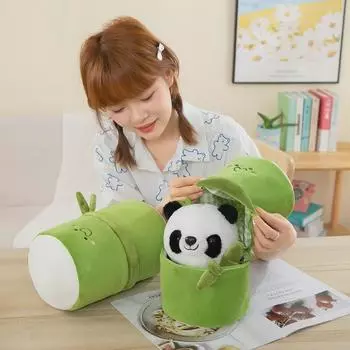 Мягкая игрушка-тряпичная кукла «Бамбуковая панда» — небольшой подарок на день рождения или подушка-украшение для автомобиля 25cm [0.235kg]