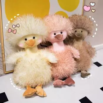 Мягкая игрушка-утка, мягкие игрушки, кукла для детей и взрослых, милые кудрявые утки, плюшевые игрушки для дома и спальни, декор жёлтый