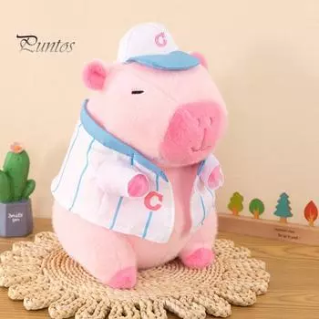 Мягкая игрушка в виде бейсбольного теннисного капибары, мягкая игрушка в виде животного, мягкая кукла-подушка для дома, офиса, спальни, украшения для детей, взрослых, рождественский подарок на день рождения коричневый/зелёный