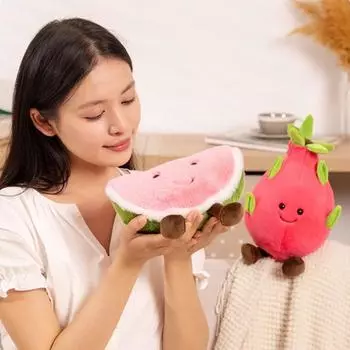 Мягкая игрушка в виде фрукта, обнимающая подушка, милый мультяшный банан, кукуруза, питайя, арбуз, груша Eggplant
