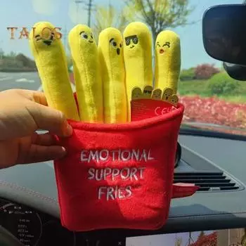 Мягкая игрушка в виде картофеля фри, плюшевая кукла в виде картофеля фри, сумка-контейнер со съемной мягкой игрушкой в форме картофеля фри, подарок для детей, домашних животных красный/жёлтый