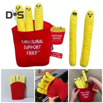 Мягкая игрушка в виде картофеля фри, плюшевая кукла в виде картофеля фри, сумка-контейнер со съемной мягкой игрушкой в форме картофеля фри, подарок для детей, домашних животных красный/жёлтый