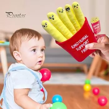 Мягкая игрушка в виде картофеля фри, плюшевая кукла в виде картофеля фри, сумка-контейнер со съемной мягкой игрушкой в форме картофеля фри, подарок для детей, домашних животных жёлтый/красный