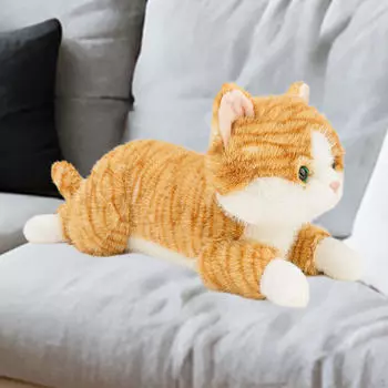 Мягкая игрушка в виде кошки, милая плюшевая игрушка, реалистичная, обнимающаяся, как живая кукла, котенок для жёлтый