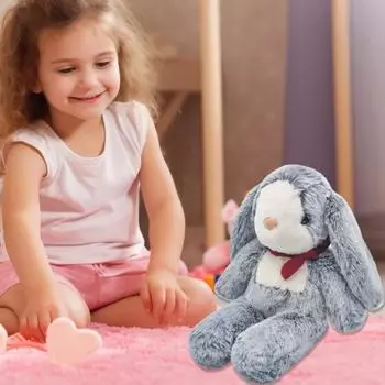 Мягкая игрушка в виде кролика, мягкий кролик, милый, безопасный для детей, коллекционный подарок для новорожденных, мальчиков и девочек серый