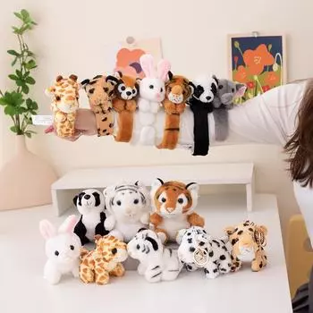 Мягкая игрушка в виде лесного животного, тигра, кольцо-защелка, креативный браслет, детские аксессуары на запястье, подарок в виде зоопарка 10cm