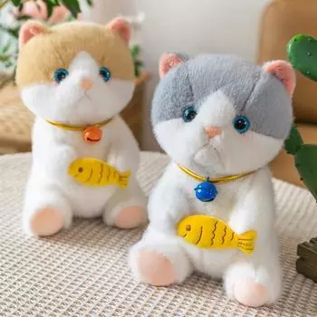 Мягкая игрушка в виде маленькой кошки, плюшевый ошейник с колокольчиком, плюшевая игрушка в виде маленькой кошки, рождественский подарок style 2