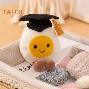 Мягкая игрушка в виде вареного яйца 5,5 дюймов, плюшевая игрушка в виде вареного яйца, пушистая, плюшевая игрушка, веселый подарок на выпускной для гурманов, любителей спорта, любителей природы A чёрный