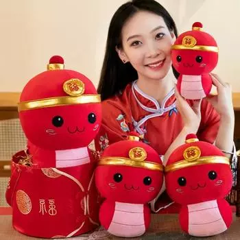 Мягкая игрушка в виде змеи, плюшевая кукла с зодиакальным орнаментом для украшения дома, богатый и счастливый подарок на китайский Новый год S