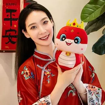 Мягкая игрушка в виде змеи, симпатичная кукла в виде змеи для мальчиков и девочек, мягкая и удобная, в традиционном китайском стиле, подарок на год змеи, домашний декор S