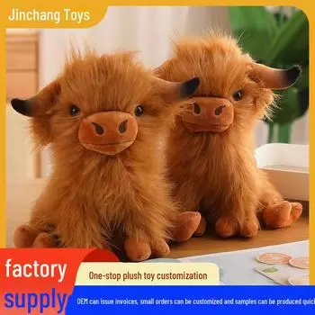 Мягкая игрушка Як из Трансграничного региона: Милая модель бизона для детского сна, украшений или реквизита 30cm темно-коричневого